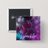 スパークルネオン銀河系猫ボタン 缶バッジ (正面&裏面)