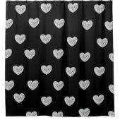 スパークルハートブラックバック シャワーカーテン (正面)