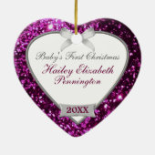 スパークルハート（ピンク/シルバー）フォトオーナメント セラミックオーナメント (裏面)