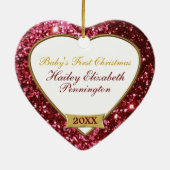 スパークルハート(赤)フォトフレームオーナメント セラミックオーナメント (裏面)