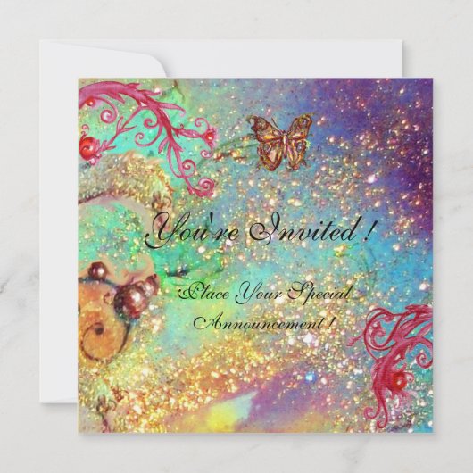 スパークルバタフライ2  エレガントなウェディングパーティー 招待状 (裏面)