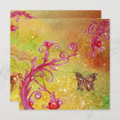 スパークルバタフライ2 , エレガントなウェディングパーティー 招待状 (正面/裏面)