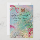 スパークルバタフライ2 青い結婚式のモノグラム 招待状 (裏面)