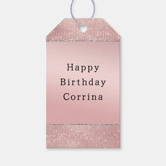 スパークルバラ金ゴールドグラムブラウングリッター ギフトタグ (正面)