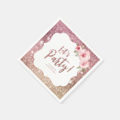 スパークルバラ金ゴールドグリッターとフローラレッツパーティー スタンダードカクテルナプキン (角)