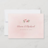 スパークルバラ金ゴールドグリッターとフローラ結婚式RSVP 出欠カード (裏面)