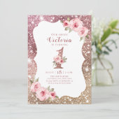 スパークルバラ金ゴールドグリッターとフローラ1歳の誕生日 招待状 (スタンド正面)