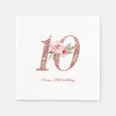 スパークルバラ金ゴールドグリッターとフローラ10歳 スタンダードカクテルナプキン (正面)