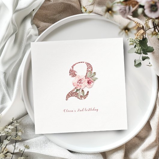 スパークルバラ金ゴールドグリッターとフローラ2歳 スタンダードカクテルナプキン