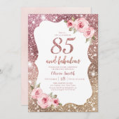 スパークルバラ金ゴールドグリッターとフローラ85歳 招待状 (正面/裏面)