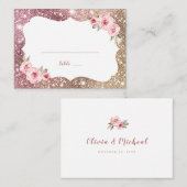 スパークルバラ金ゴールドグリッターと結婚フローラ プレイスカード (正面/裏面)