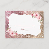 スパークルバラ金ゴールドグリッターと結婚フローラ プレイスカード (正面)