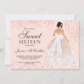 スパークルバラ金ゴールドグリッターガウンドレスシックスイート16 招待状 (正面)