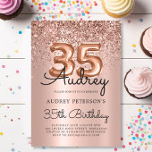 スパークルバラ金ゴールドグリッターバルーン35誕生日 招待状