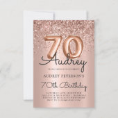 スパークルバラ金ゴールドグリッターバルーン70誕生日 招待状 (正面)