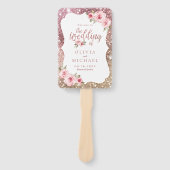 スパークルバラ金ゴールドグリッターフローラ結婚式プログラム ハンドファン (正面)