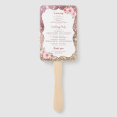 スパークルバラ金ゴールドグリッターフローラ結婚式プログラム ハンドファン (裏面)