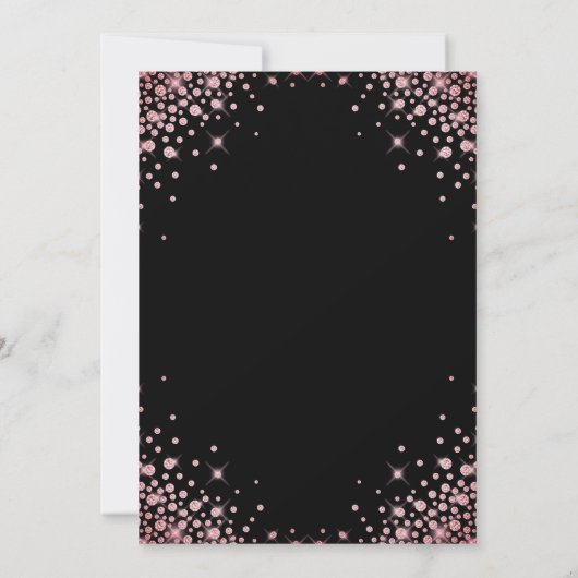 スパークルバラ金ゴールドグリッターブラック21歳の誕生日 招待状 (裏面)
