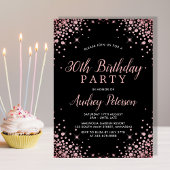 スパークルバラ金ゴールドグリッターブラック30th誕生日 招待状