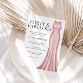 スパークルバラ金ゴールドドレス女性40th誕生日パーティー 招待状