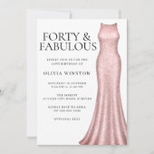 スパークルバラ金ゴールドドレス女性40th誕生日パーティー 招待状 (正面)
