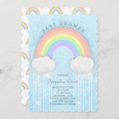 スパークルパステルレインボーベビーシャワー招待状 招待状 (正面/裏面)