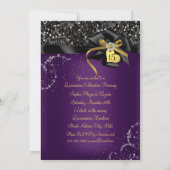 スパークルパープル金ゴールドレース&ボウフォトキンセアニェラ 招待状 (裏面)