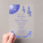 スパークルヒールとブルーディスコボールスウィート16 アクリル招待状 (インサイチュ (ポータブル))