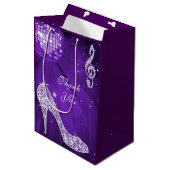 スパークルヒール紫ディスコボール誕生日ありがとう ミディアムペーパーバッグ (正面アングル)