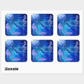 スパークルヒール青ディスコボール誕生日ありがとう スクエアシール (シート)