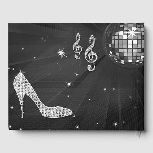 スパークルヒール黒ディスコボール誕生日 ゲストブック (裏面)