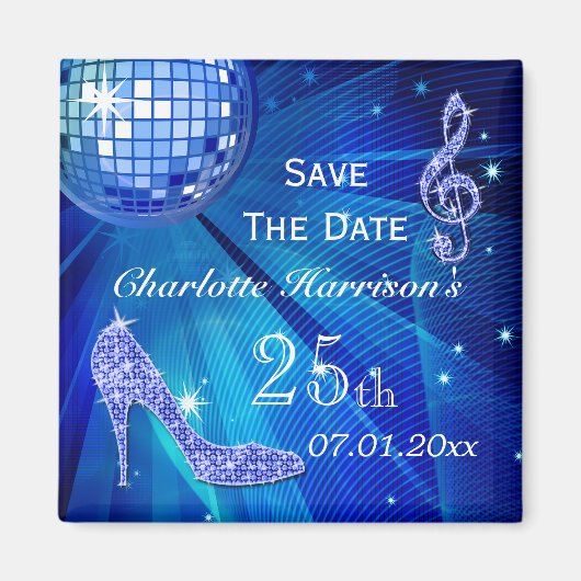 スパークルヒール25歳の誕生日Save The Date マグネット (正面)