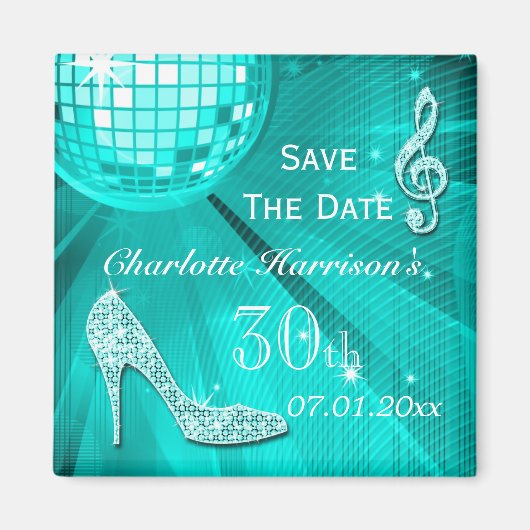 スパークルヒール30歳の誕生日Save The Date マグネット (正面)