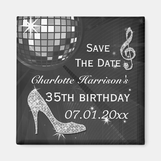 スパークルヒール35歳の誕生日Save The Date マグネット (正面)