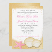 スパークルビーチシーシェルとヒトデ 招待状 (正面/裏面)