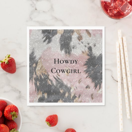 スパークルピガーリーックブラック金ゴールド女性のカーボーイ牛革 スタンダードランチョンナプキン (インサイチュ)