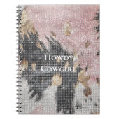 スパークルピガーリーックブラック金ゴールド女性のカーボーイ牛革 ノートブック (正面)