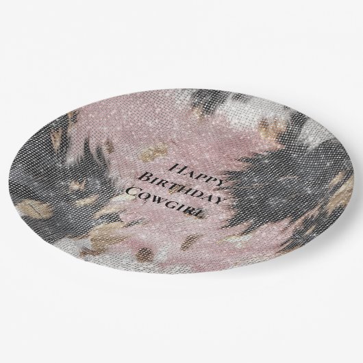 スパークルピガーリーックブラック金ゴールド女性のカーボーイ牛革 ペーパープレート (アングル)