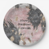 スパークルピガーリーックブラック金ゴールド女性のカーボーイ牛革 ペーパープレート (正面)