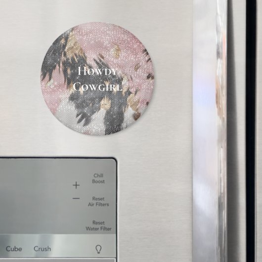 スパークルピガーリーックブラック金ゴールド女性のカーボーイ牛革 マグネット (インサイチュ (冷蔵庫))