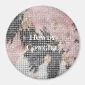 スパークルピガーリーックブラック金ゴールド女性のカーボーイ牛革 マグネット (正面)