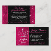 スパークルピンククラウンジュエリーアクセサリー 名刺 (正面/裏面)