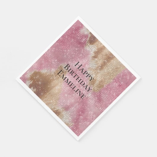 スパークルピンククリーム金ゴールド女性のカーボーイ牛革誕生日 スタンダードランチョンナプキン (角)