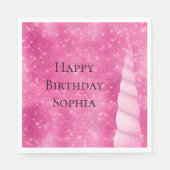 スパークルピンクグレームユニコーン誕生日 スタンダードランチョンナプキン (正面)