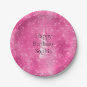 スパークルピンクグレームユニコーン誕生日 ペーパープレート (正面)