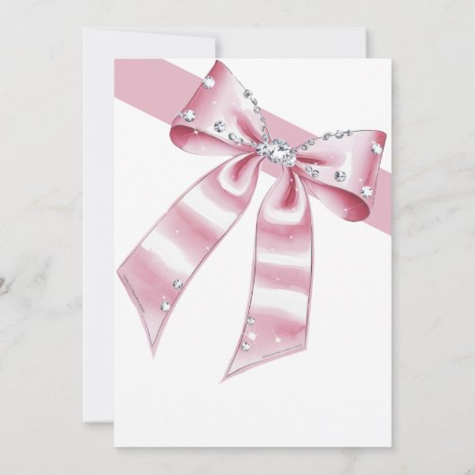 スパークルピンクコケットボウ誕生日 招待状 (裏面)