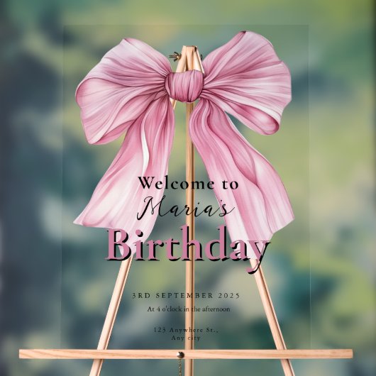 スパークルピンクコケットボウ1st アクリルサイン (ニュートラル)