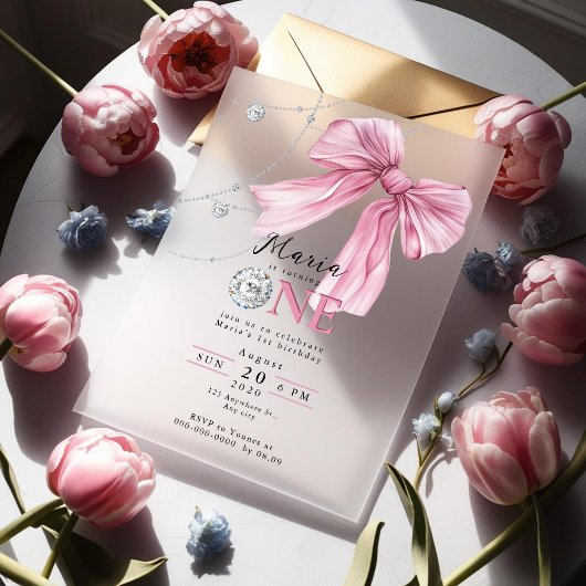 スパークルピンクコケットボウ1st アクリル招待状