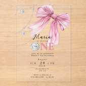 スパークルピンクコケットボウ1st アクリル招待状 (正面)