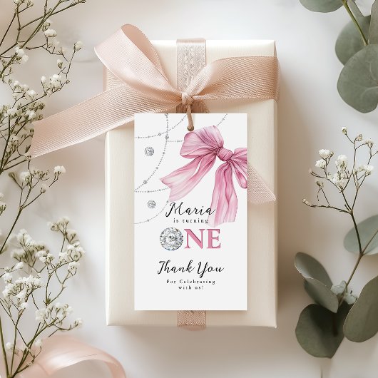 スパークルピンクコケットボウ1st ギフトタグ